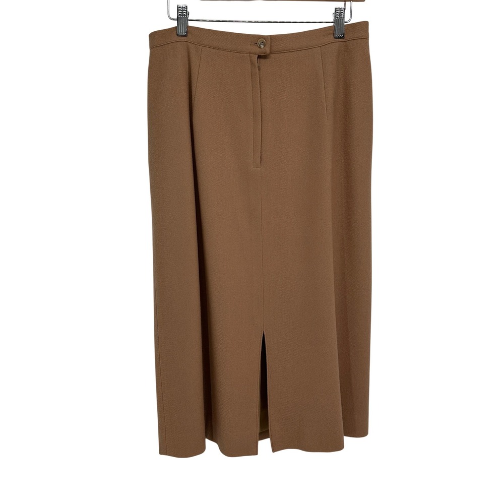 Vintage Union Made Wool Midi Skirt 13/14 Camel Tan Pencil Straight High Waist US
